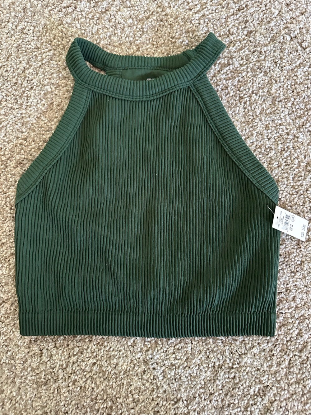 Aerie Ribbed Forest Green crop Top medium NWT